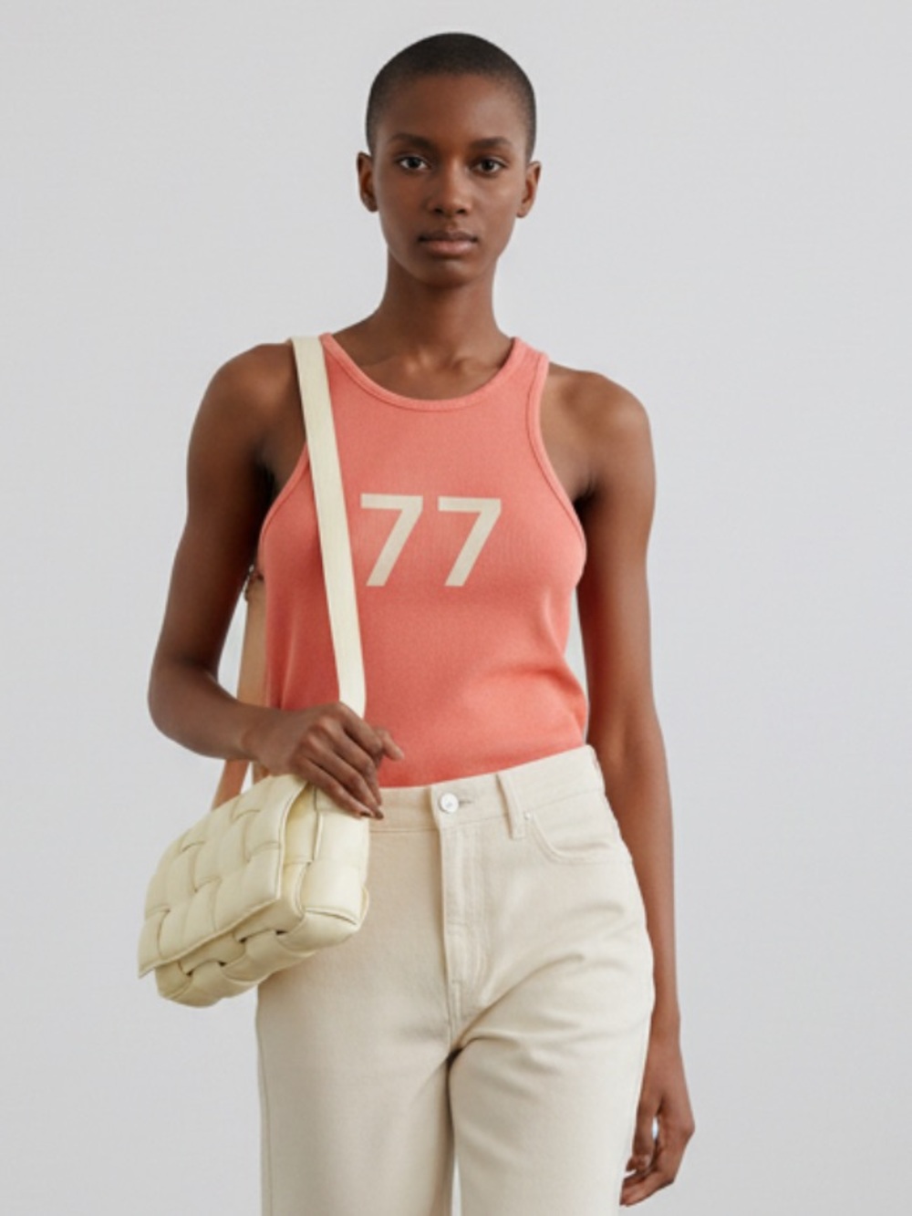 Fear of God Essentials Coral Tank Top with Cream '77' Logo Size L